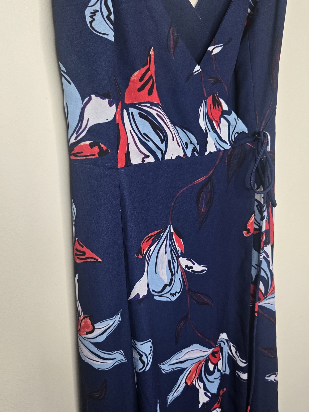 Fame & Partners Floral Wrap Maxi Dress Navy Romantic Party Cocktail Occasion - Picture 3 of 10